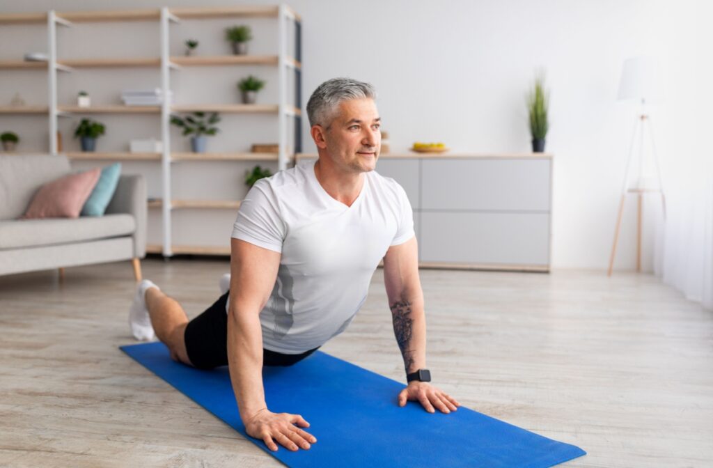 A person who previously had cataracts exercising to benefit their eye health